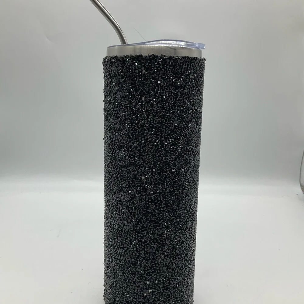 THE BACK IN BLACK BLING 30 oz DOUBLE CHUNKY BLING TUMBLER INSULATED HOT COLD BEV